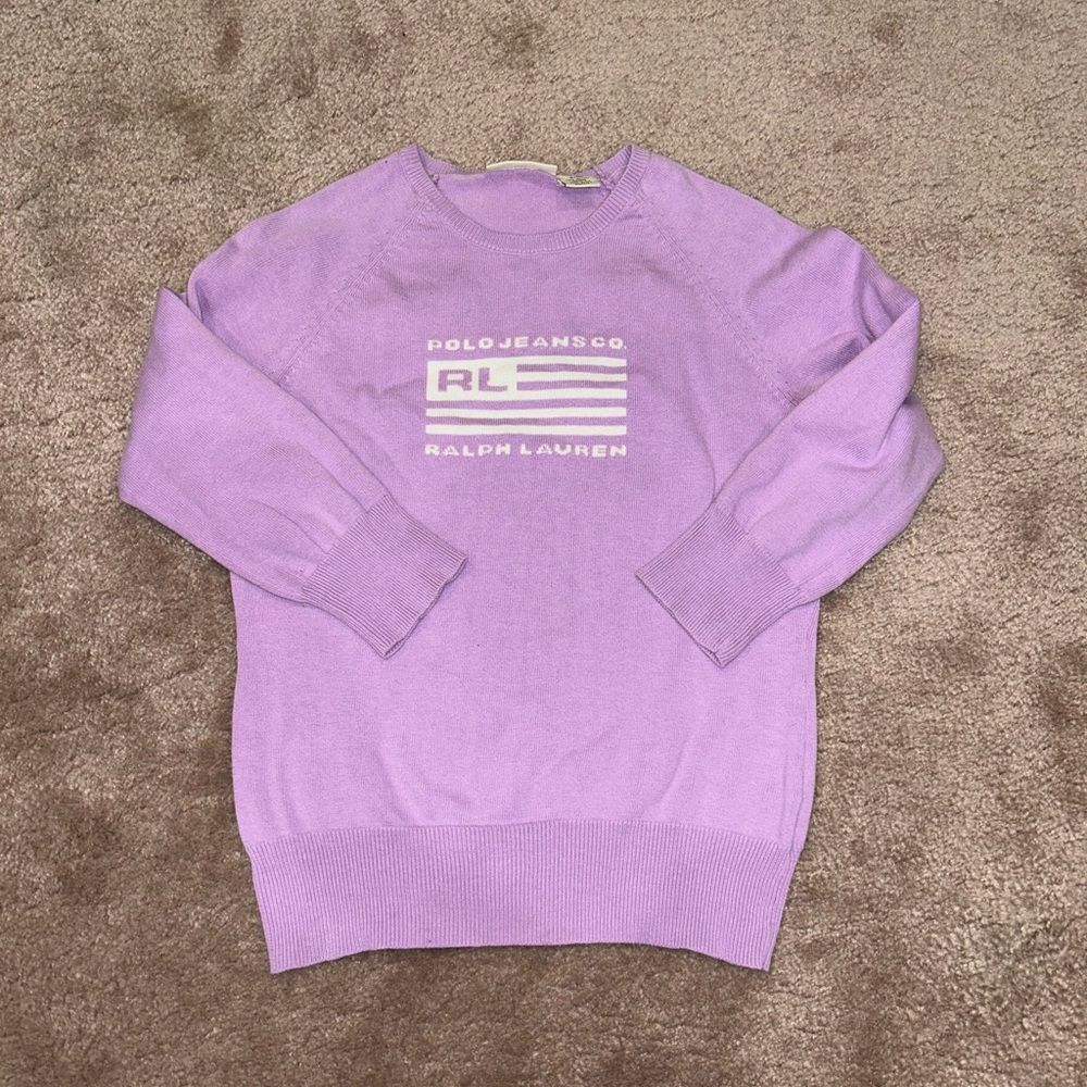 Vintage Polo Ralph Lauren Polo Jeans American Flag Purple Sweater Size Small